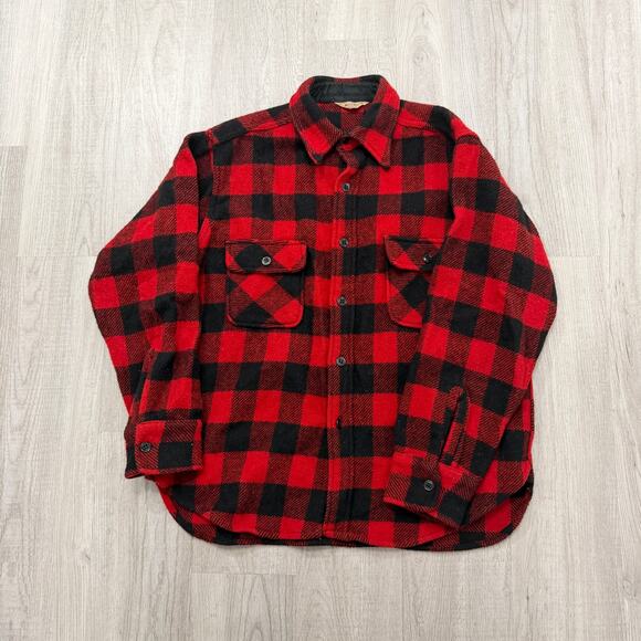 Vintage Other - Vintage Monterey Buffalo Check Plaid Shacket Flannel Men's Large Red Black 60s